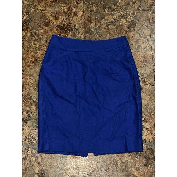 J.CREW Dresses & Skirts - J.CREW The Pencil Skirt Blue Size 0 100% Cotton With Pockets